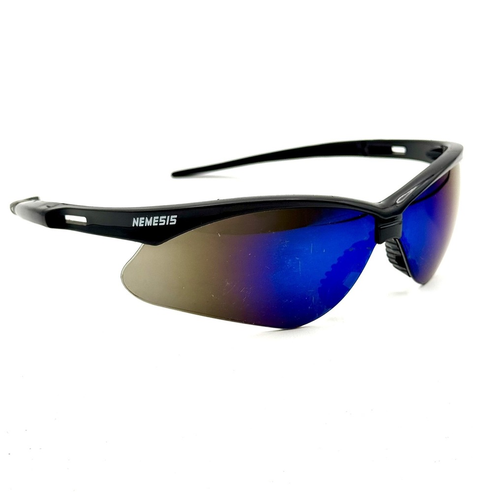 Nemesis KC Z87+S Unisex Active Wrap Style Safety Sunglasses Black Mirrored Lens